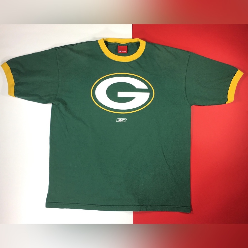 Reebok Green Bay Packers T Shirt Heavyweight Vintage NFL Brett Favre Era XL XXL